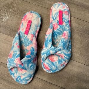 Lilly Pulitzer Floral Blue and Pink Slippers